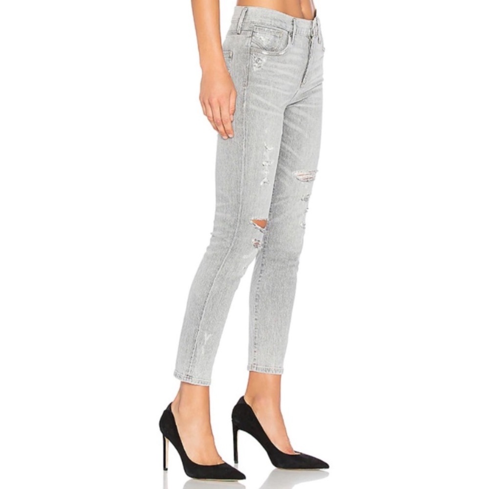 Agolde Sophie High Rise Skinny Crop Jeans in Portland Destructed Gray